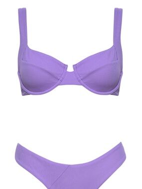 Vetchy Ribbed Lavender Underwire Bikini Set - Women